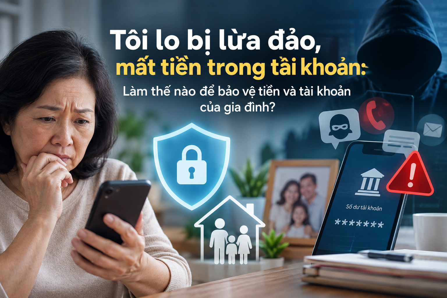 Tôi lo bị lừa đảo, mất tiền trong tài khoản: Làm thế nào để bảo vệ tài chính gia đình?